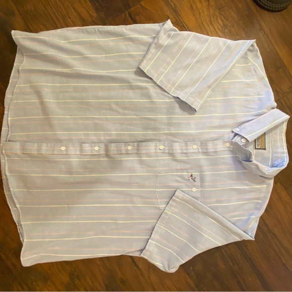 Samsons Striped Short Sleeve Button-Down Shirt - Picture 1 of 9